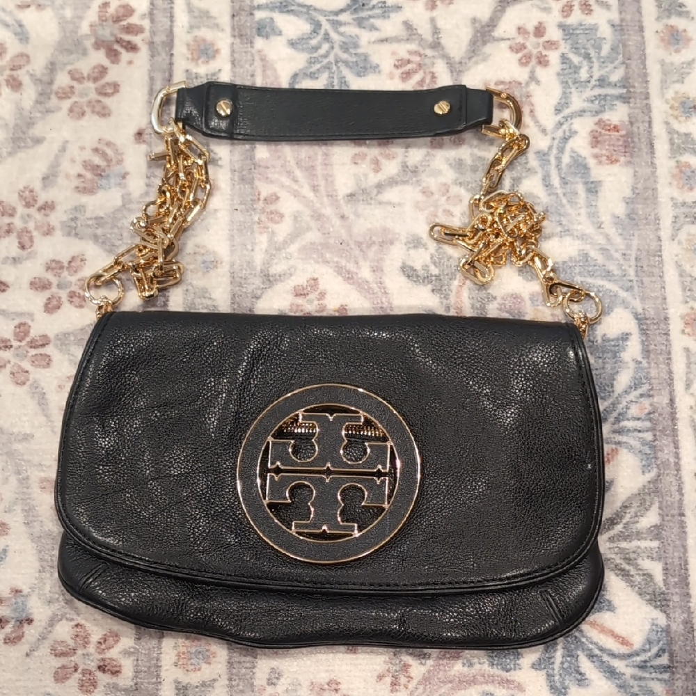 Tory Burch Black Crossbody Bag with Gold Chain